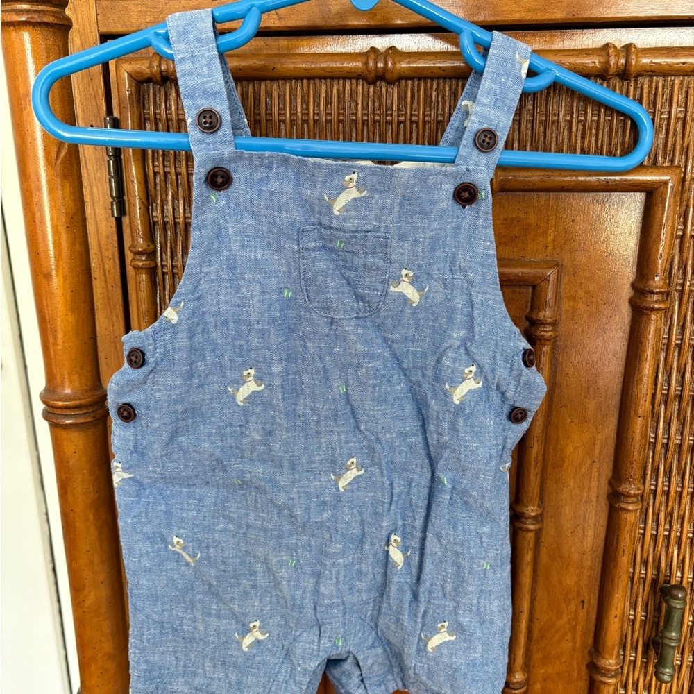 Janie and Jack Blue Overalls with Dog Pattern
